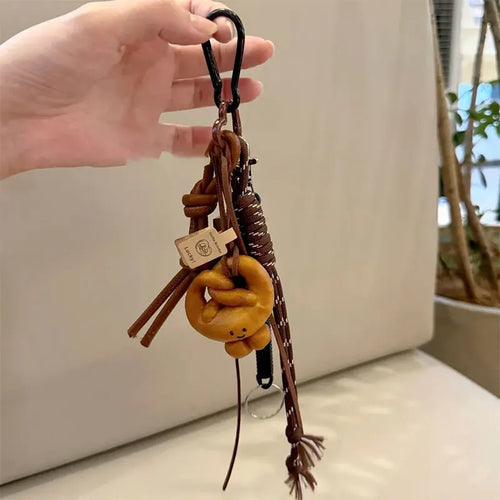Leather Pretzel Charm Key Accessory
